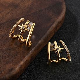 Серьги-гвоздики из латуни с микро-паве и прозрачным кубическим цирконием, с силиконовыми берушами, долговечный