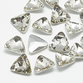 Pointed Back Glass Rhinestone Cabochons, Faceted, Triangle