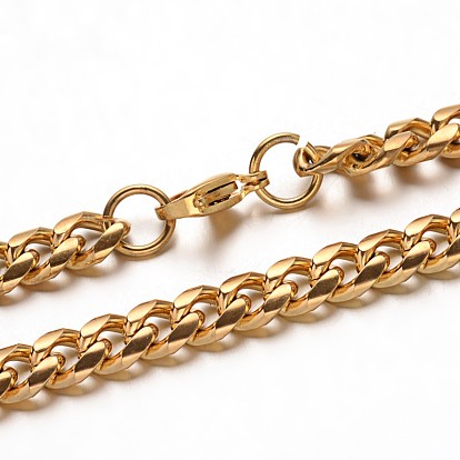 304 Stainless Steel Twisted Chain Curb Chain Necklaces, with Lobster Claw Clasps, 21.6 inch (55cm)