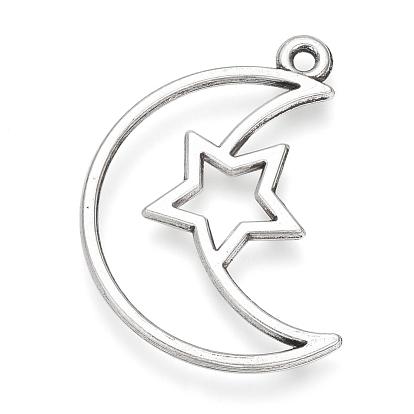 Tibetan Style Alloy Pendants, Cadmium Free & Lead Free, Moon with Star
