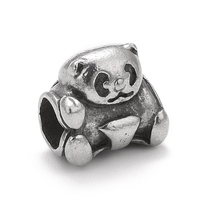 304 Stainless Steel European Beads, Large Hole Beads, Panda