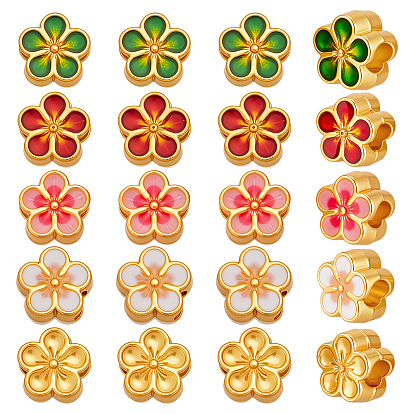 40шт 5 цвета сплава европейские бусины, бусины с большим отверстием, цветок