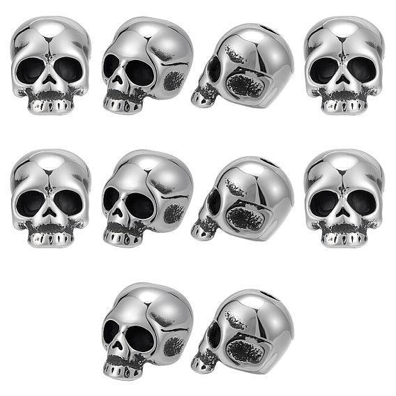 10 шт. Хэллоуин 304 бусины из нержавеющей стали, череп головы