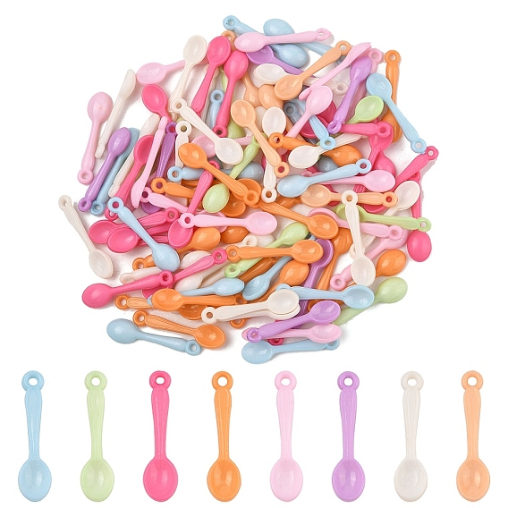 100 шт. Непрозрачные подвески из акрила, ложка