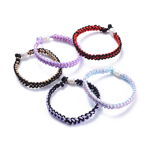 Bracelets tressés avec cordon en nylon, avec perle naturelle