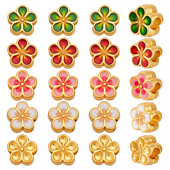 40шт 5 цвета сплава европейские бусины, бусины с большим отверстием, цветок