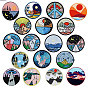 Scenery Pattern Flat Round Computerized Embroidery Cloth Iron on Patches, Stick On Patch, Costume Accessories, Appliques
