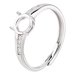 1pc 925 hallazgos de anillo ajustables de plata esterlina, configuraciones de anillo de punta
