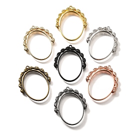 Rotatable Alloy Swivel Open Back Bezel Pendants, For DIY UV Resin, Epoxy Resin, Cadmium Free & Nickel Free & Lead Free, Oval with Leaf