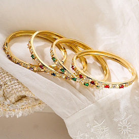 Luxury Copper 18K Gold Plated Zircon Oil Drop Bracelet for Women