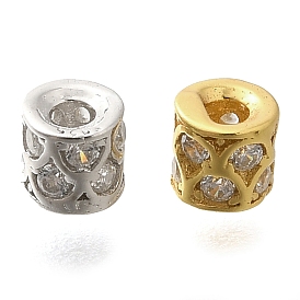 925 Прозрачные бусины-проставки из стерлингового серебра с микропаве из кубического циркония, колонка