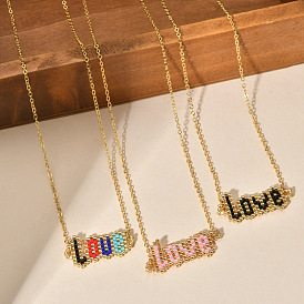 Colorful Letter Bead Necklace - Fashionable Pendant for Sweater, Jewelry for Women.
