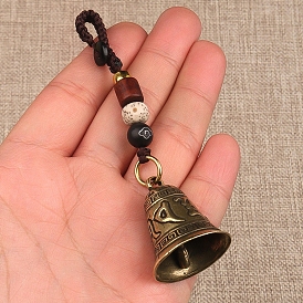Brass Six-character Mantra Bell Pendant Decoration, for Car Key Bag Ornaments