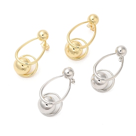 Brass Teardrop with Ball Dangle Stud Earrings for Women