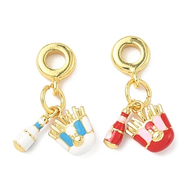 Латунные эмалированные европейские подвески с подвесками, подвески с большими отверстиями в виде картофеля фри и бутылки, стойки покрытие, золотые, долговечный, без кадмия и без свинца