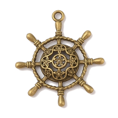 Tibetan Style Alloy Pendants, Ship's Wheel, Cadmium Free & Lead Free, 38x34x5mm, Hole: 2.5mm