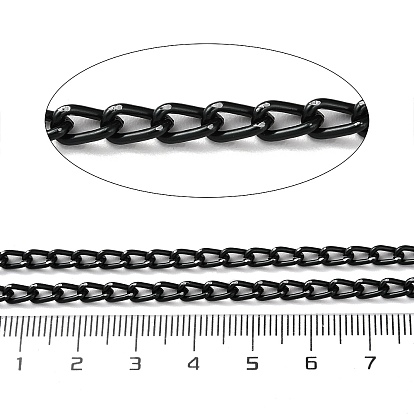 Oxidation Aluminum Faceted Curb Chains, Diamond Cut Chains, Unwelded, with Spool