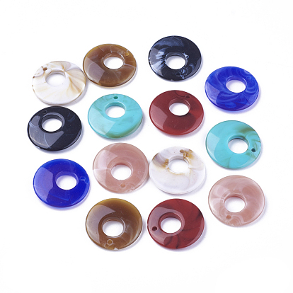 Acrylic Pendants, Imitation Gemstone Style, Flat Round