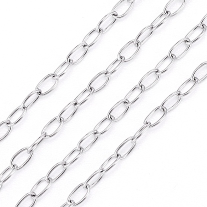 304 Stainless Steel Cable Chains, Soldered, with Card Paper, Oval
