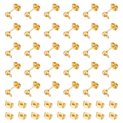 304 Выводы серьги из нержавеющей стали шпилька, с петлей и ушной гайкой / серьгами