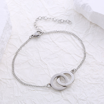 Нержавеющая сталь ссылка браслеты, браслеты из цепочек панцирного плетения для женщин, двойного кольца