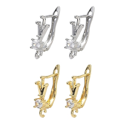 Латунные серьги-кольца из прозрачного кубического циркония, без кадмия и без свинца, долговечный, стойки покрытие, запереть, с петлей