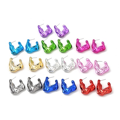 Twist Rectangle Acrylic Stud Earrings, Half Hoop Earrings with 316 Surgical Stainless Steel Pins