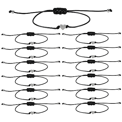 50шт. регулируемые браслеты из плетеного полиэстерного шнура, с сердцем шарики сплава