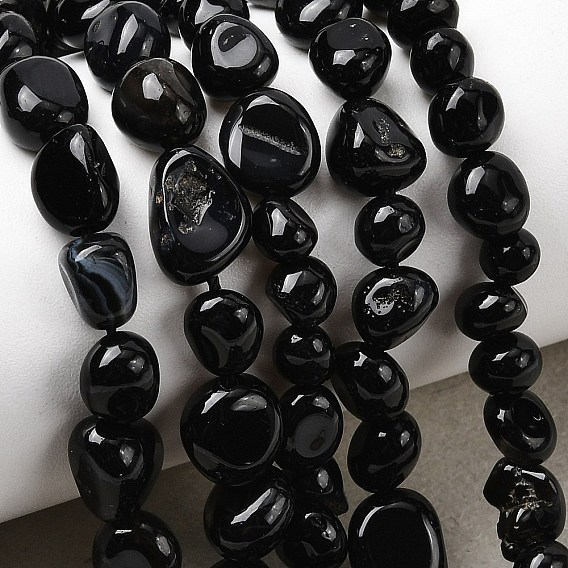 Бусины из натурального черного оникса, окрашенная и подогревом, самородки, упавший камень