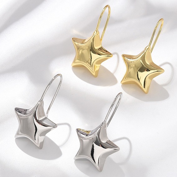 Серьги-подвески из латуни в форме звезды, без кадмия и без свинца, стойки покрытие