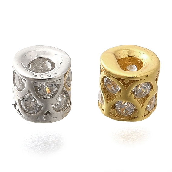 925 Прозрачные бусины-проставки из стерлингового серебра с микропаве из кубического циркония, колонка