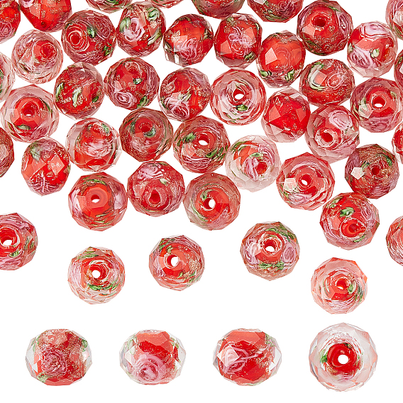 Ручной золотой песок бусины бисер нитей, со цветком внутри , граненые, шайба