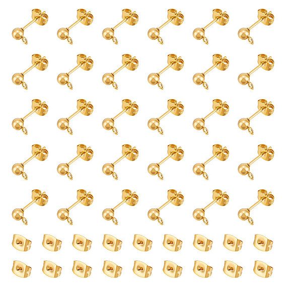 304 Выводы серьги из нержавеющей стали шпилька, с петлей и ушной гайкой / серьгами