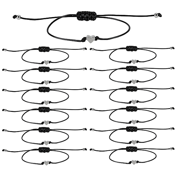 50шт. регулируемые браслеты из плетеного полиэстерного шнура, с сердцем шарики сплава