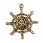 Tibetan Style Alloy Pendants, Ship's Wheel, Cadmium Free & Lead Free, 38x34x5mm, Hole: 2.5mm