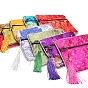 Pochettes zippées de rangement de bijoux en polyester à imprimé floral, avec des pompon, carrée