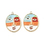 304 подвески из нержавеющей стали, овал с абстрактным лицом, с эмалью