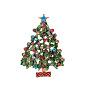 Christmas Tree Alloy Enamel Brooches, with Rhinestone, Enamel Pins, Light Gold