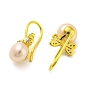 Cubic Zirconia Bowknot Dangle Earrings with Natural Pearl, Brass Earrings