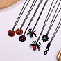 Halloween Alloy Rhinestone Enamel Spider Web Ghost Pumpkin Pendant Necklaces for Unisex