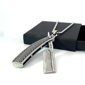 Мужские ожерелья из нержавеющей стали с подвеской в виде бритвы для парикмахерской