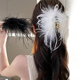 Заколки для волос из перьев страуса, женские заколки для густых волос
