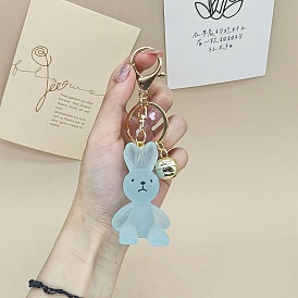 Luminous Resin Rabbit Pendant Keychains, Glow in the Dark, for Car Bag Keychain Mobile Phone Ornament