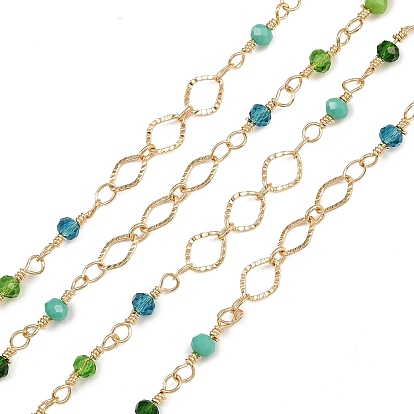 Латунные ромбозвенные цепи, со стеклом, долговечный, стойки покрытие, без свинца и без кадмия, несварные, ручной работы из бисера цепи