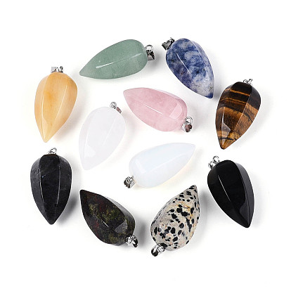 Природные и синтетические смешанные каменные подвески, подвески с гранеными пулями, с защелкой из нержавеющей стали на поручнях, цвет нержавеющей стали