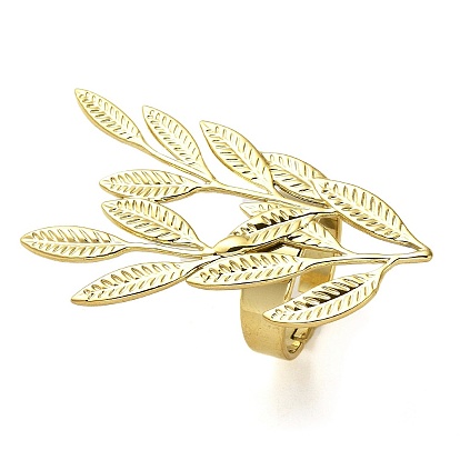 304 anillo de dedo ajustable de acero inoxidable para mujer, hoja