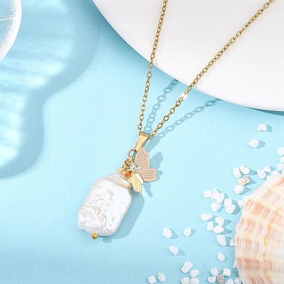 Прямоугольный кулон из натурального жемчуга кеши из бораке и латунных хрустальных стразов в виде бабочки 304 цепочка из нержавеющей стали для женщин, белые