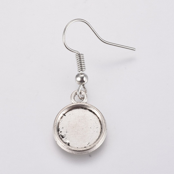 Boucle d'oreille en alliage crochets, avec des réglages de cabochon de fer, plat rond