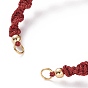 Adjustable Polyester Braided Cord Bracelet Making, with Brass Beads and 304 Stainless Steel Jump Rings