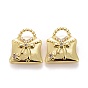 Brass Micro Pave Clear Cubic Zirconia Charms, Handbag